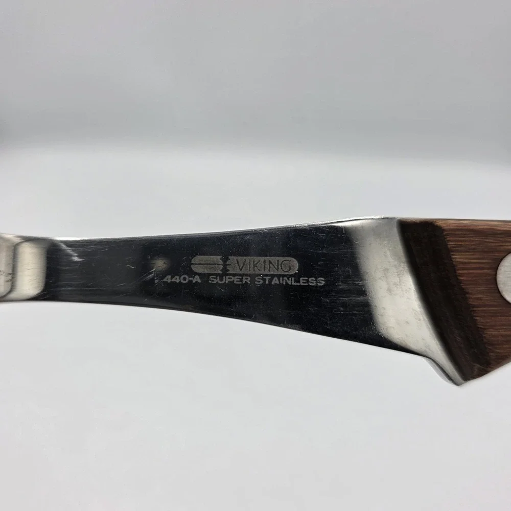 Vintage‎ Viking Meat Fork 440-A Wood Handle Super Stainless 457 Japan 11.5